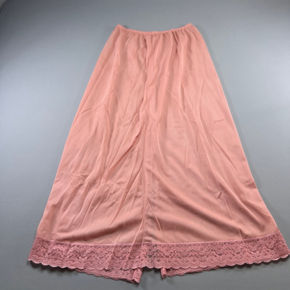 Vintage Philmaid Long Maxi Half Slip Women XL Blush Pink Nylon Elastic Waistband